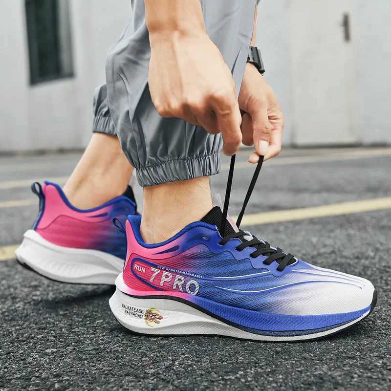 New Male Trainers Marathon Full Palm Carbon Plate Sports Running Shoes Men Breathable Lightweight Women Comfortable SneakersC250304