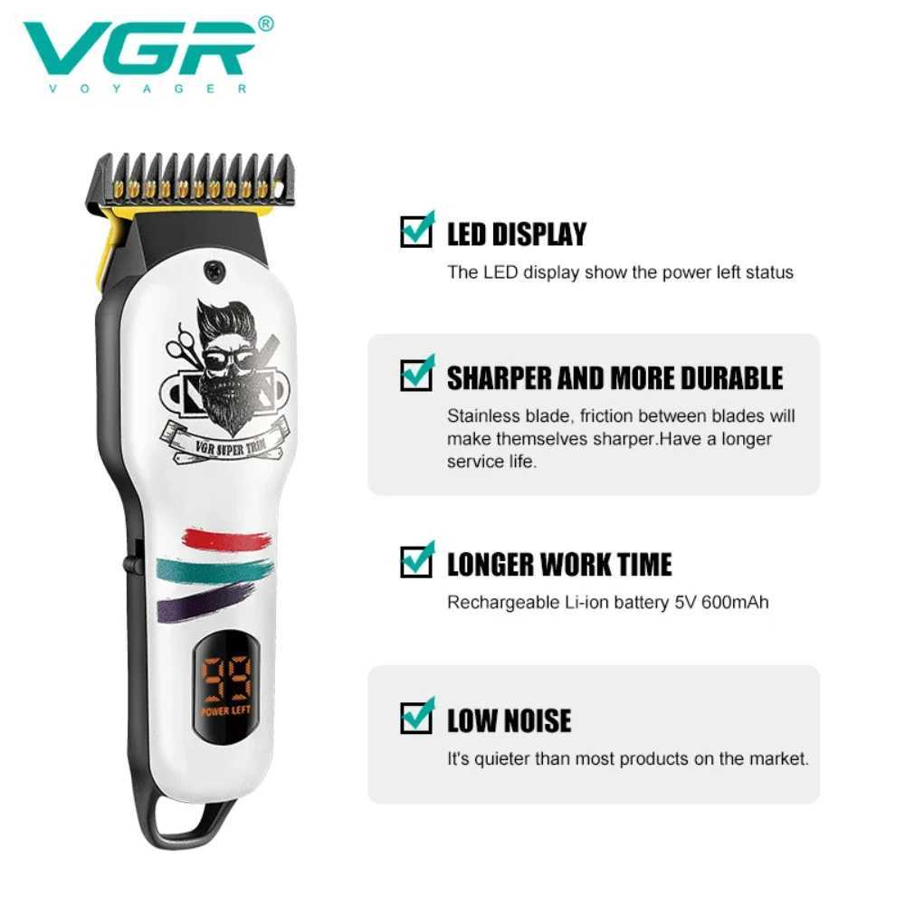 VGR Hair Clipper Electric Hair Cutting Machine Professional Barber Cordless Hair Trimmer Digital Display Clipper for Men V-699 W241212
