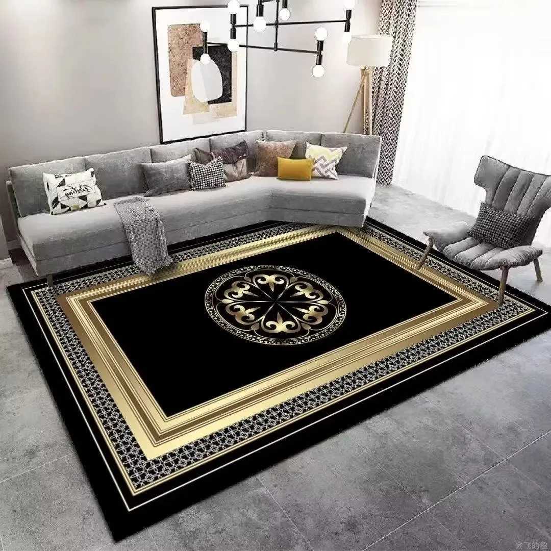 Modern Luxury Golden carpet for living room Abstract Decoration Large Carpets Coffee Table Side Rug Rooms Decor Mat tapis salonXJ241211