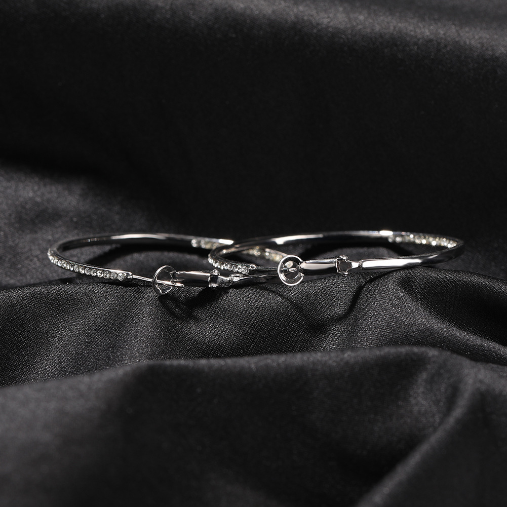 Hip Hop Ancient Big Round Hoop Huggie Earrings For Women Alloy Full Diamond Silver Color Piercing Geometric Womens Dangle Piercing Ear Rings Pendiente