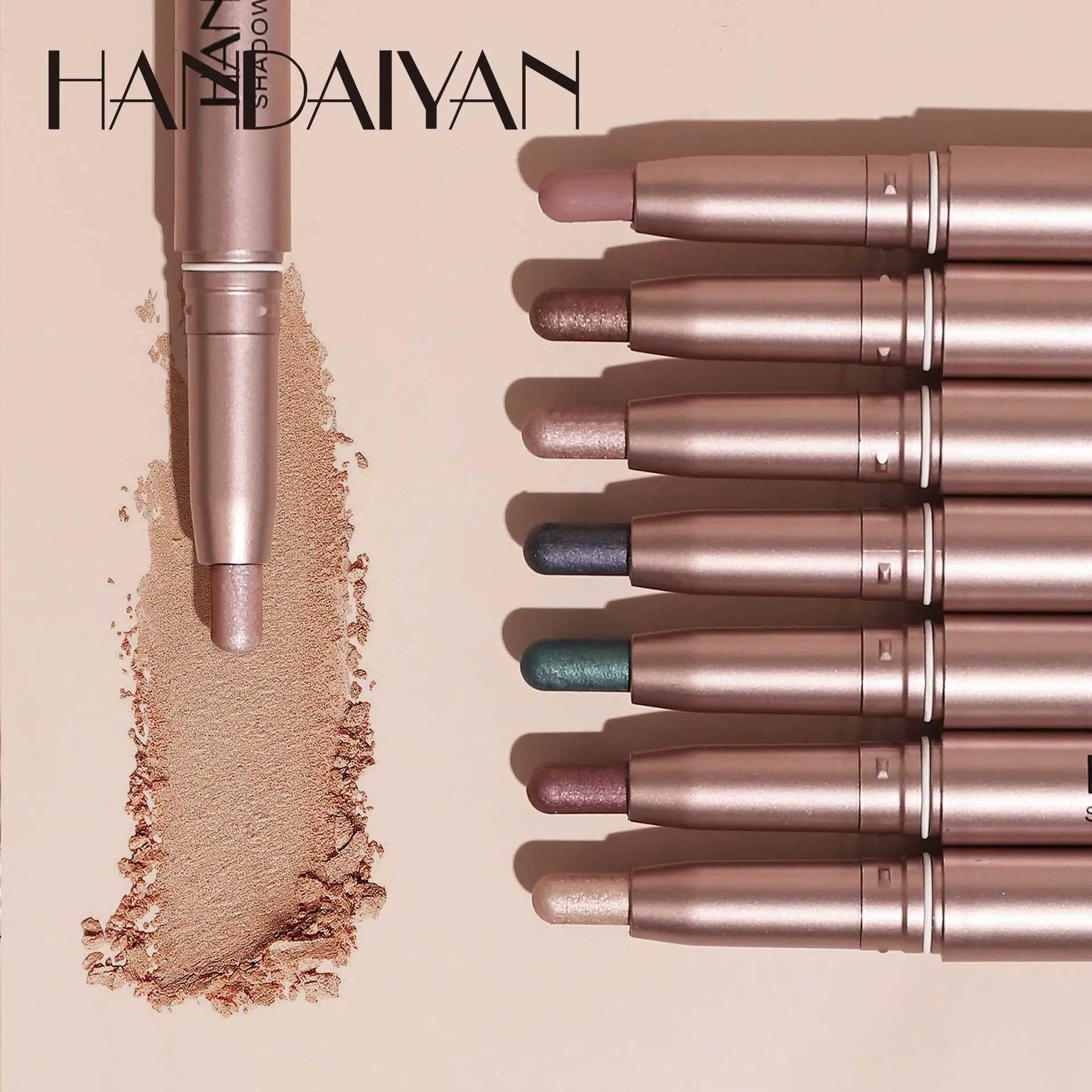 Metal double head eye shadow stick diamond low light fluorescent pen super pigment durable cream eye shadow sponge penW241212