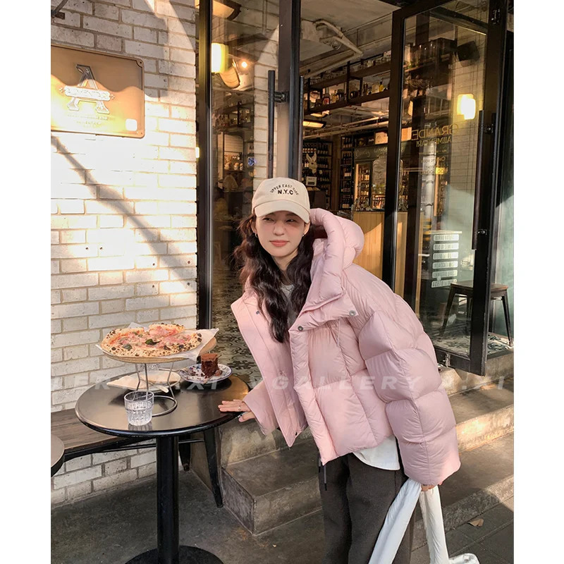 Thick coat womens coat black hooded fashion American streetwear Y2K down womens winter short coat 241210