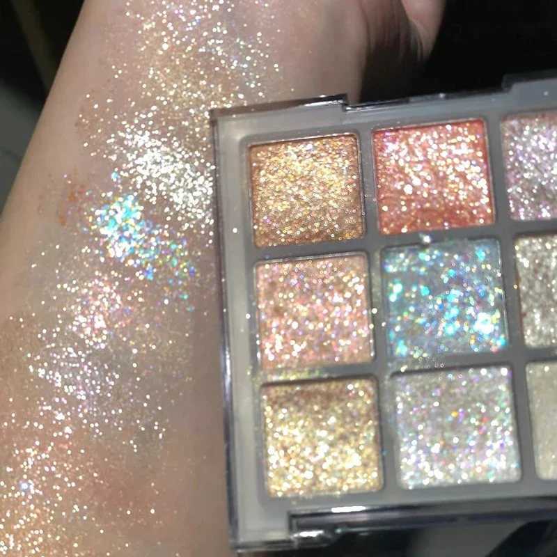 9 Color Glitter eye shadow Palette Champagne Pink Glass eye shadow Glitter Highlight Cool Tone Charming Glitter Eye MakeupW241212