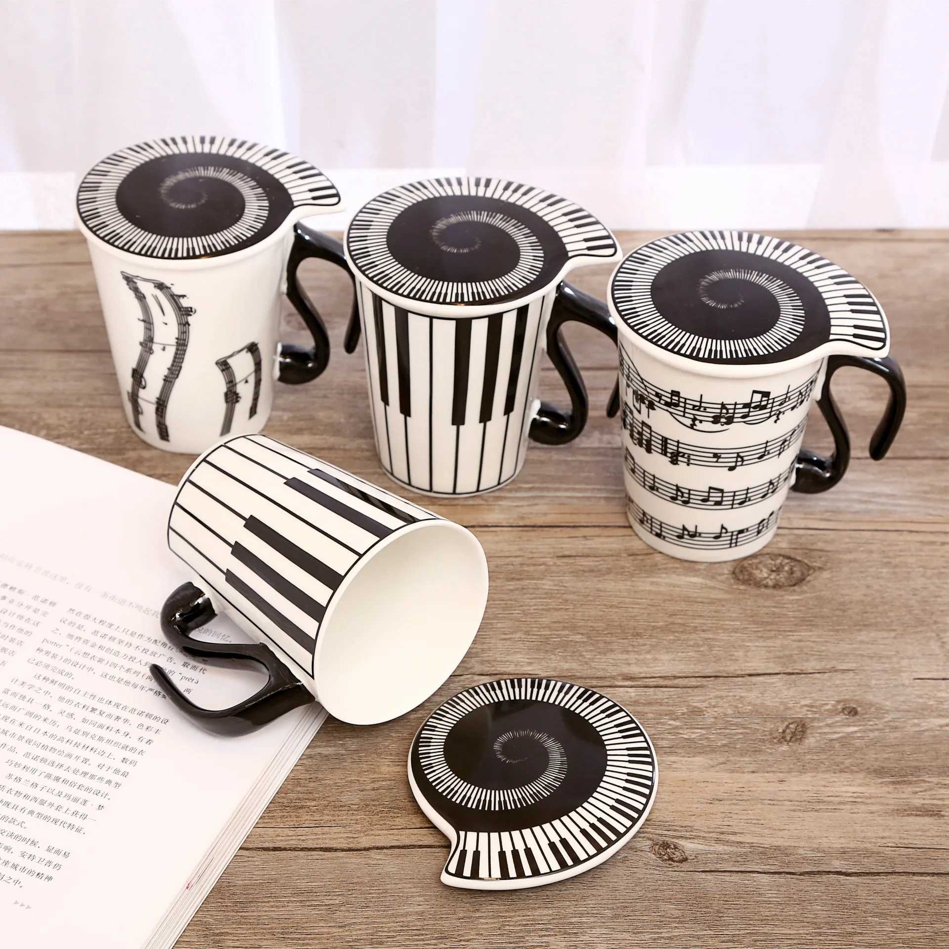 Creative ceramic SiC cup annotation water cup couple keyboard pair cup with lid coffee cup Y241211