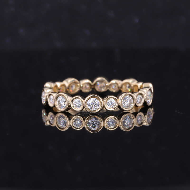 Starsgem 14K Solid Yellow Gold Moissanite Diamond Bezel Set Eternity band Customized Eternity Ring