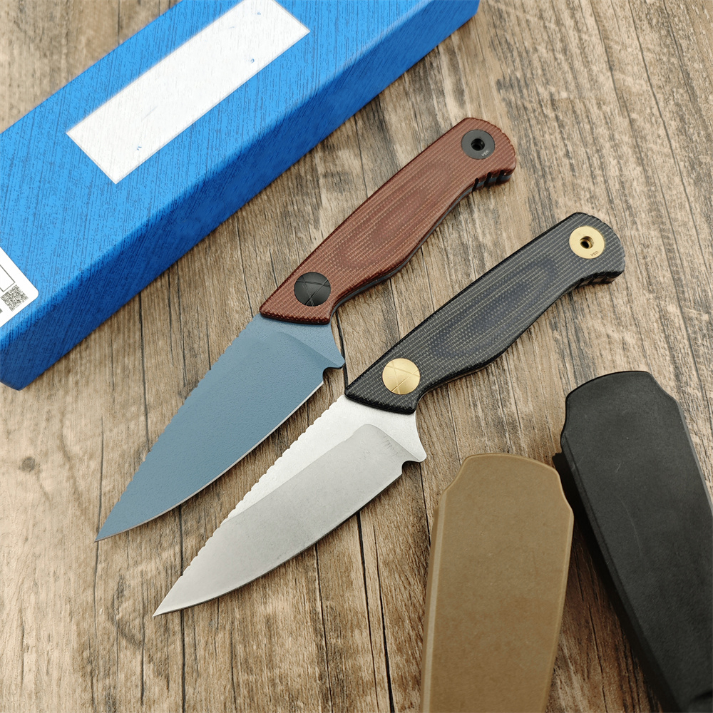 High Quality BM 203BT-01 DACIAN Jungle Tactics Fixed Blade Brown Canvas Micarta D2 Steel Easy To Carry Outdoor Hunting Hiking Pocket Knife with PIM Po