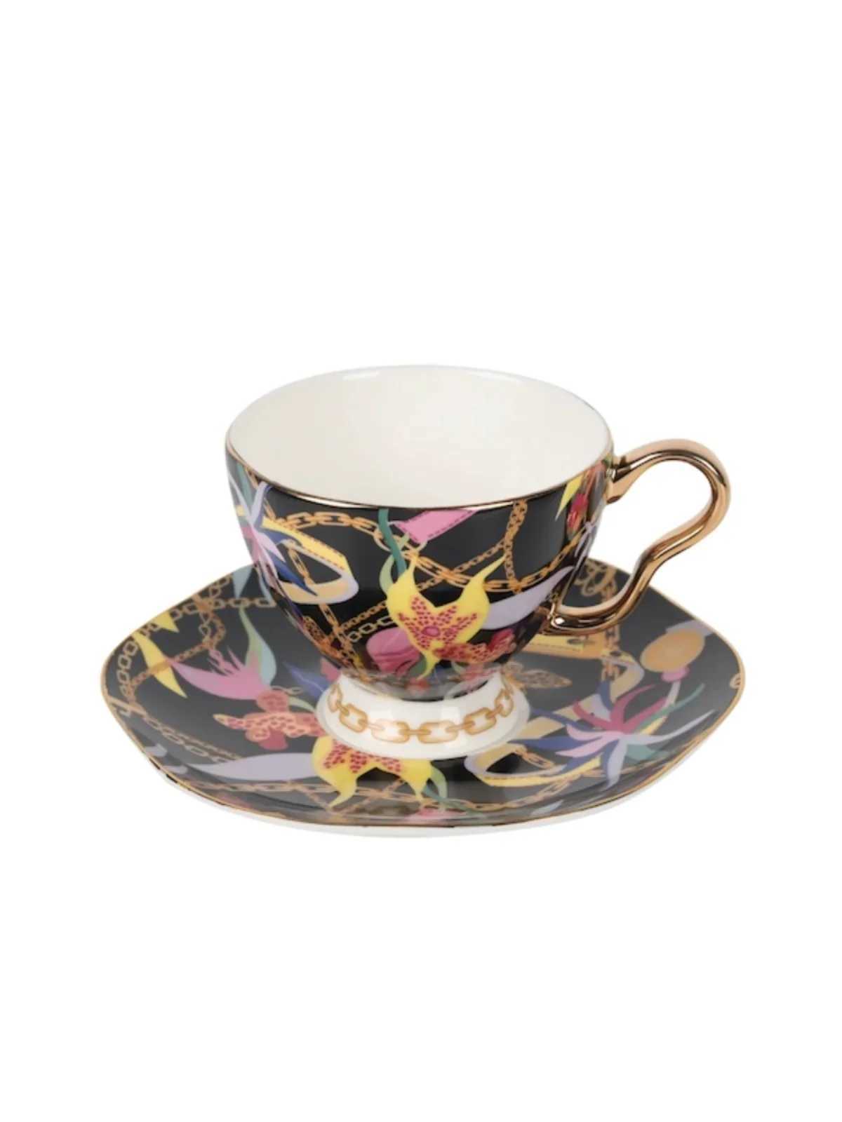Erica Beyer Gilt Dance European Bone Lamp Luxury Coffee Cup and Sauce Set Family Afternoon Tea Cup Water Y241211