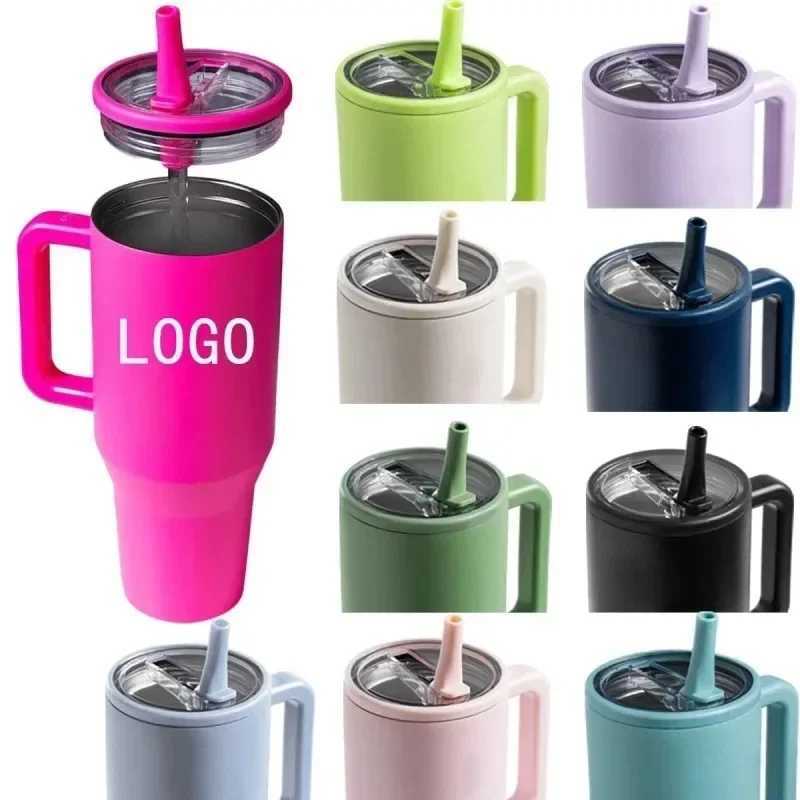 New Cross border Hot Cup 40oz Double layered Cup Leak proof Folding Slope Cover for Convenient Direct Drinking Oral Car Cup Y241211