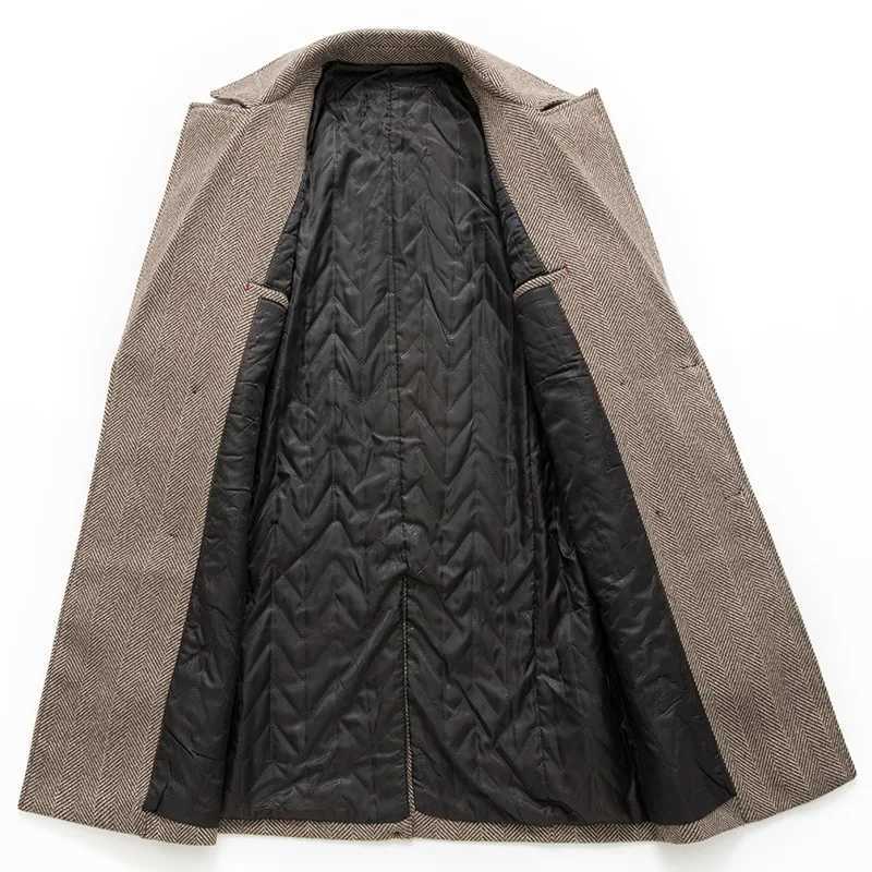 New Winter Men Double Breasted Woolen Coats Thicker Warm Cashmere Trench Coats Long Jackets High Quality Male Winter OvercoatsXJ241212
