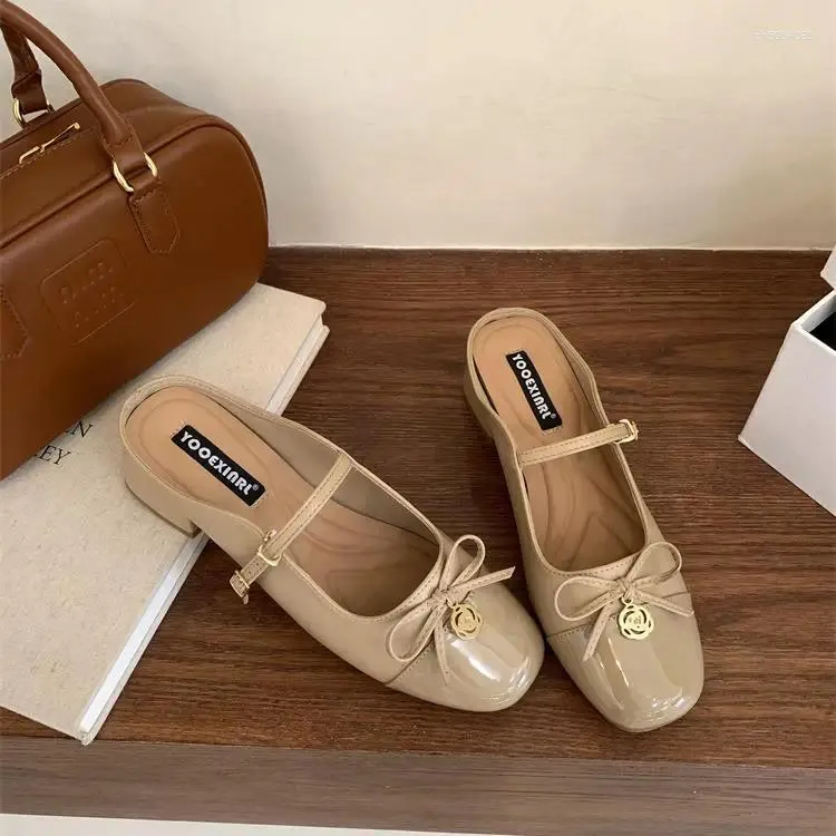 Slippers Shoes Women Cover Toe Ladies' Square Heel Slides Soft Summer Block Designer Slipper