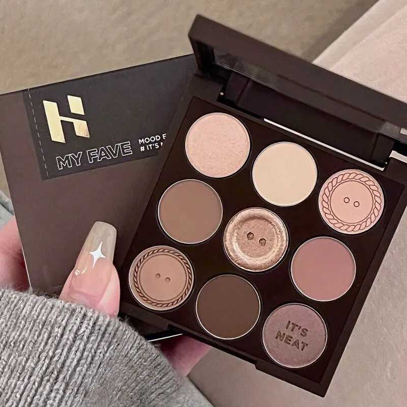 2024 new nine color sweater knitting button eye shadow tray matte low saturation deep oatmeal earth colorW241212