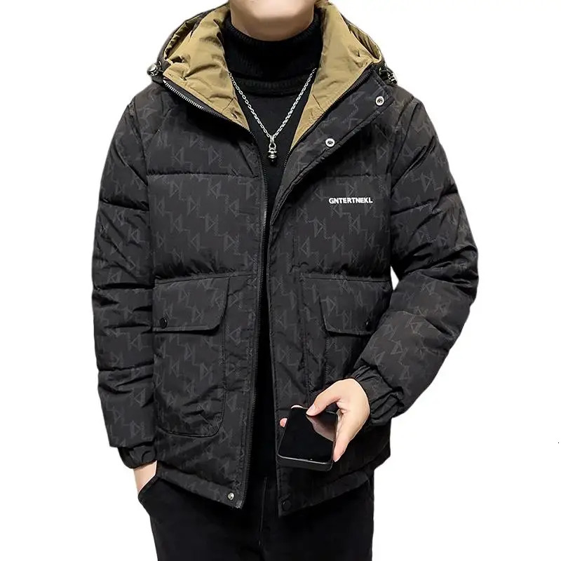 High quality winter white duck down jacket mens hooded puff jacket thick bread jacket warm pad jacket 241210