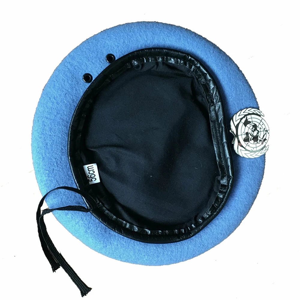 UN Blue Beret UN Peacekeeping Force Hat with UN Emblem Cockade Souvenir 241211