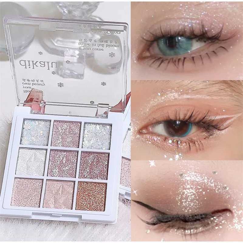 9 Colors Glitter Snow Princess Eyeshadow Palette Dream Girls Eye Shadow Pink Brown Nude Light Makeup Highlights EyesW241212