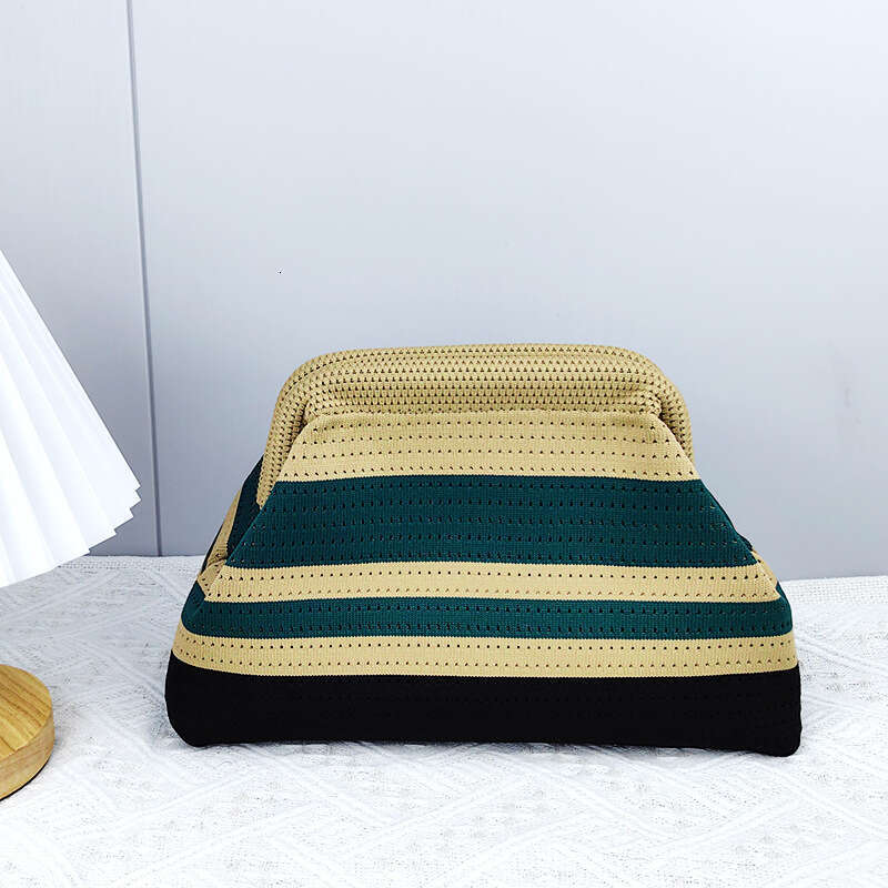 New Beach Knitted Striped Cloud Handheld Large Capacity Versatile Daily Cutout Banquet Bag Fashionable Quality Classic