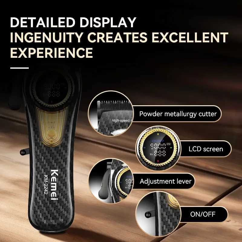 Kemei Rechargeable Hair Clippers kit Professional DLC Blade Electric Trimmer Men Barber Cordless Shaver KM-2242 KM-2351 KM-3209 W241212