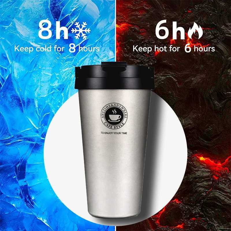 500ml Insulated Travel Coffee Cup Double Wall Leak proof G Vacuum 304 Stainless Steel Tea with Lid and Handle Y241211