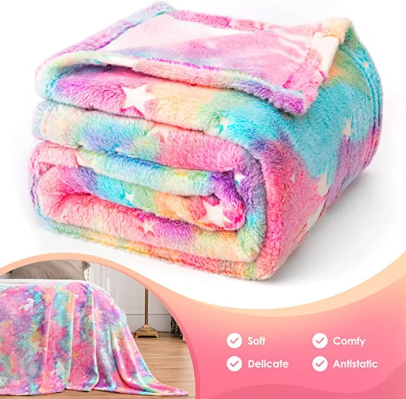 spacecra Glow in The Dark Blanket Unicorn Gift for Kid Birthday Bedroom Decor Unicorns Toys Soft Cozy Luminous Throw 241210