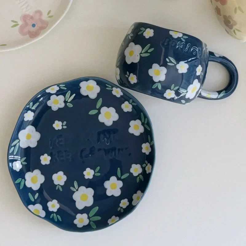 Coffee sauce Irregar sandwiched in handwritten ceramic tea cups afternoon tea milk dessert cups gift water Y241211