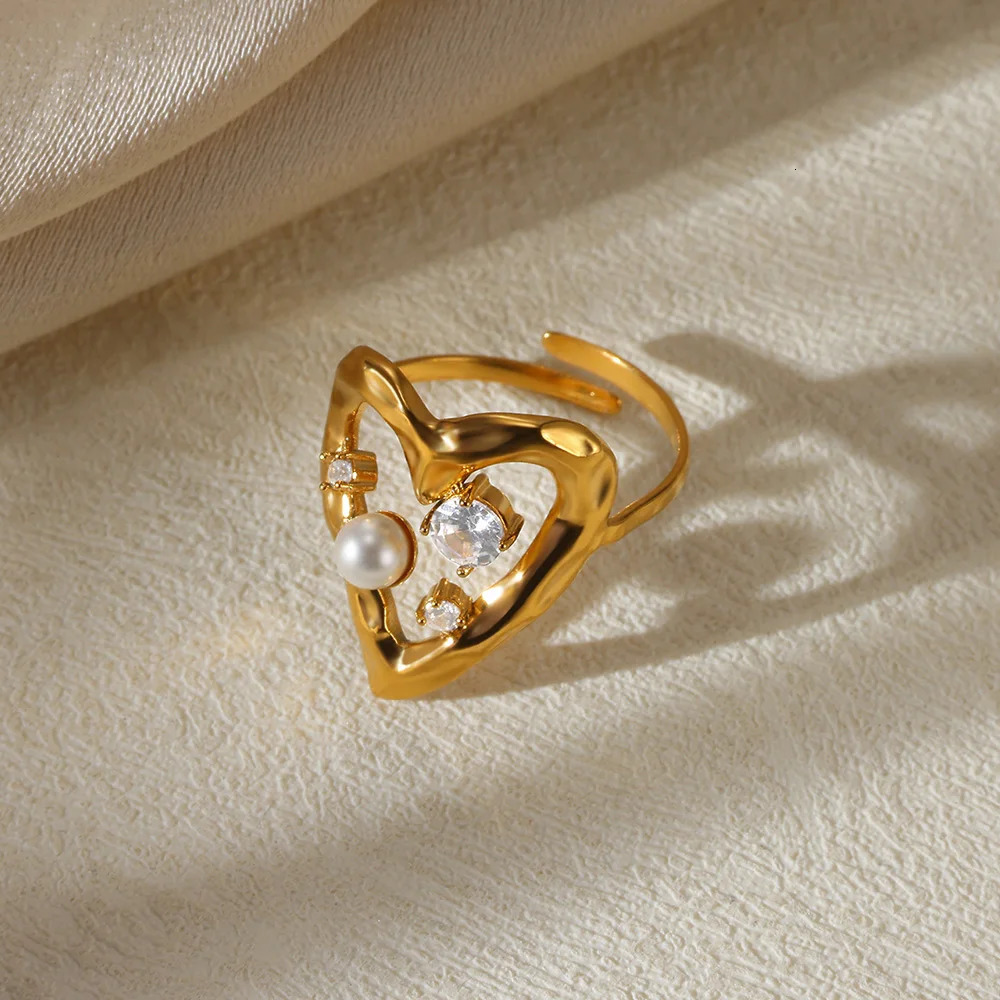 Pearl wide ring suitable for women men heart engagement wedding finger rings sunflower jewelry Accesorios necklace unprinted Tendencia 2024 241210