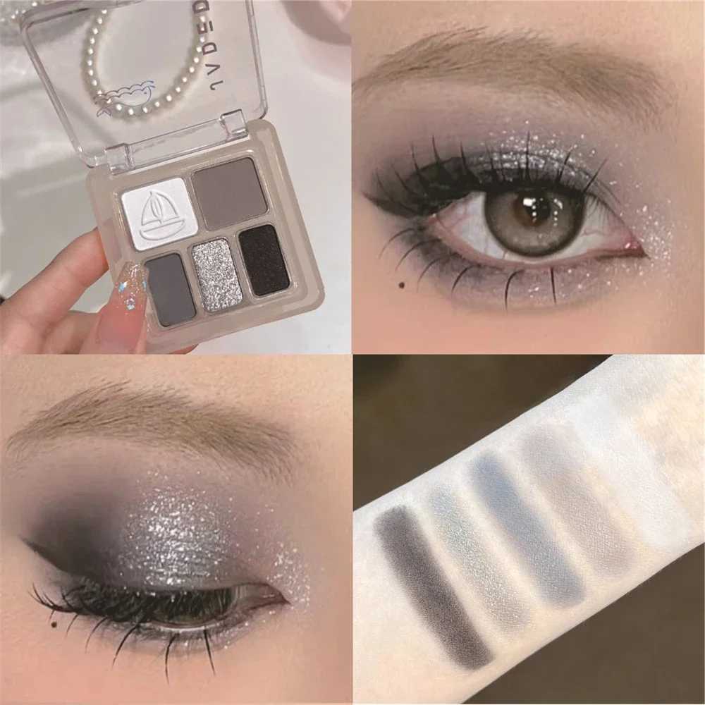 Sky blue 5 color eye shadow palette matte rose pink vibration color waterproof durable Korean makeupW241212