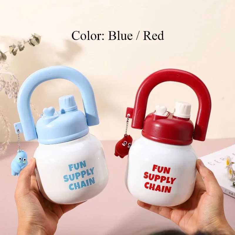 316 SUS hot cup stainless steel double drink coffee portable pot cup with straw 680ML Y241211