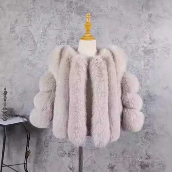 Autumn and Winter New Fox Fur Coat for Girls Trendy Personalized Warmth Patchwork Coat Fashion Children ClothesXJ241211