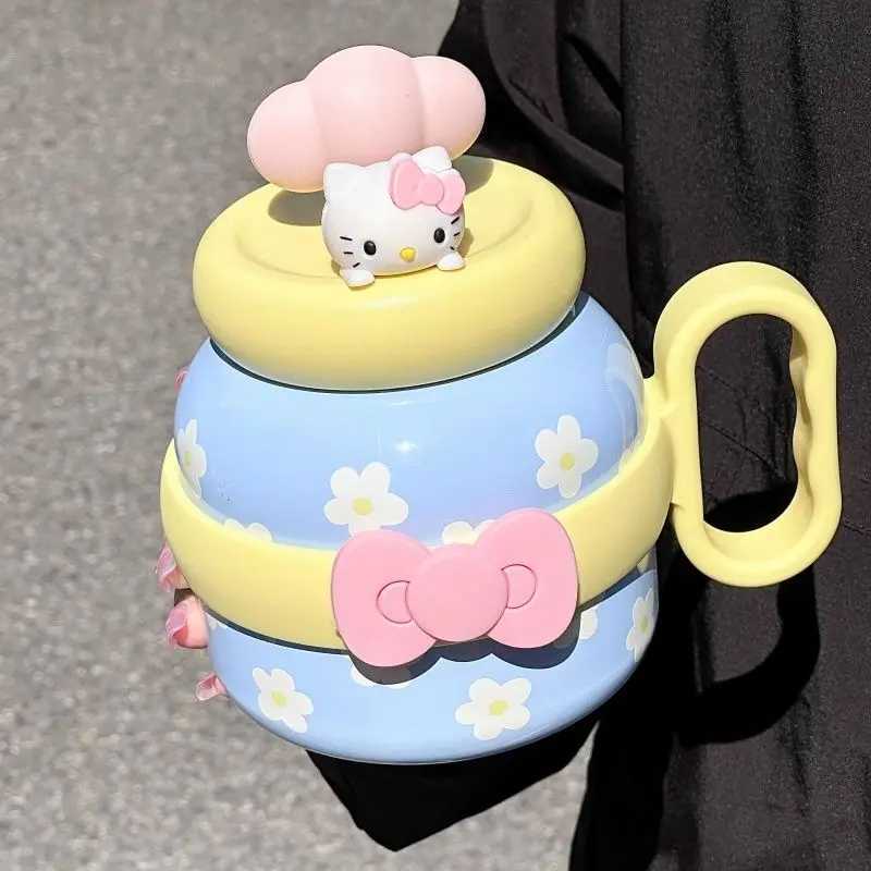 700ml Large Capacity Cute Straw Crazy Cup My Melody Cartoon Childrens Stainless Steel Cup Gift Y241211