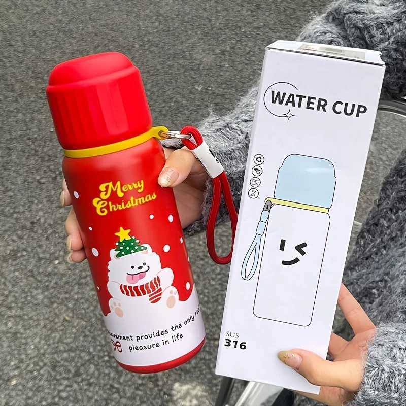 1 new Christmas dog stainless steel crazy cup for students to drink directly at school 550ml suitable for outdoor travel Christmas gift Y241211