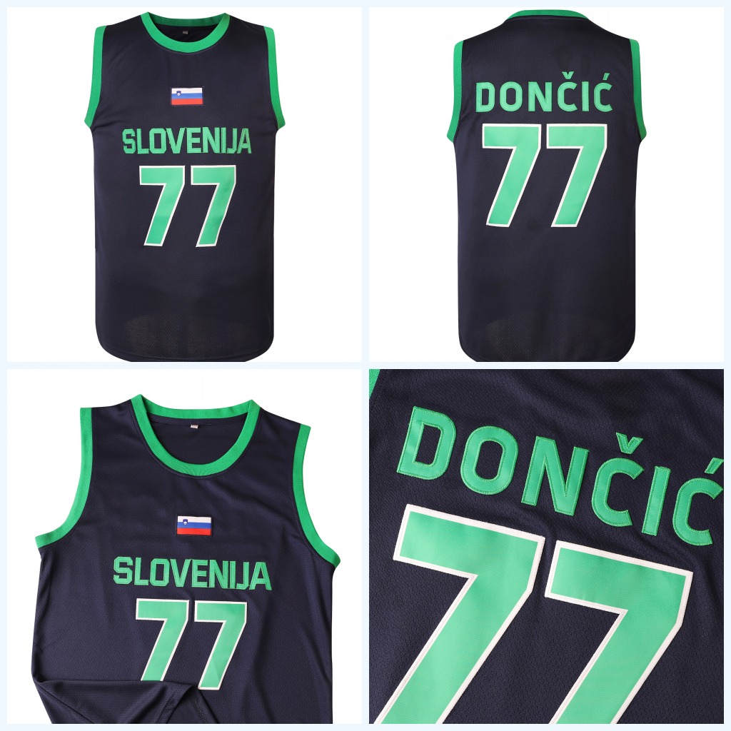 In stock 77 Doncic Basketball Jersey Christmas Gift 100% Stitched Fast Shipping Grey Embroidered Letter Number Design