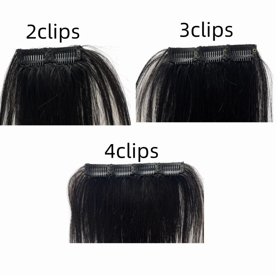 Ayunhe Mens Bangs Human Hair Bangs for Men Clips on Hairline Natural Real Hairpieces Add Forehead Hair Patches Black Dark Brown 241212