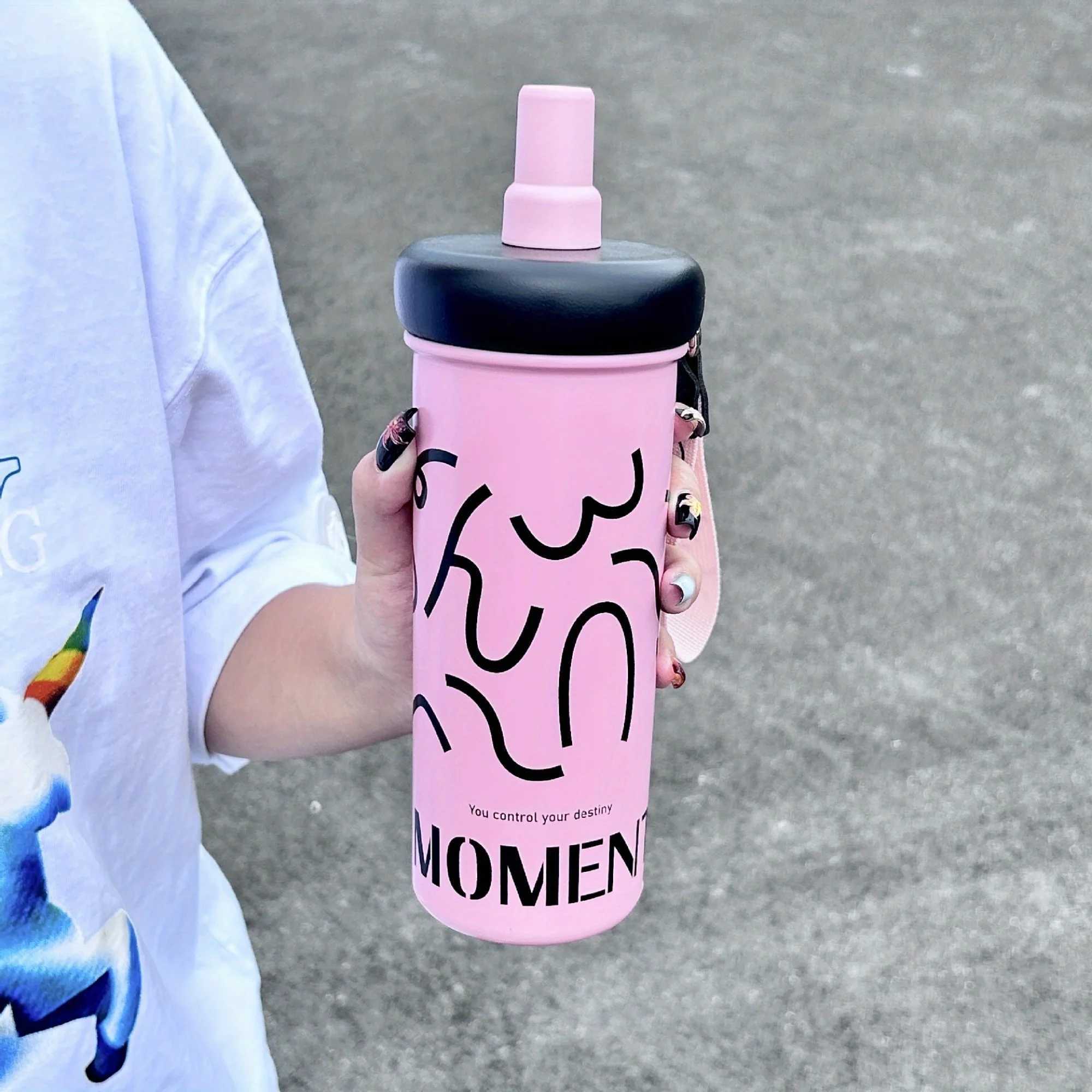 500ML Large Capacity Coffee Straw Cup Stainless Steel Bber G Portable Outdoor Sports Crazy Cup Cute Family Gift Y241211