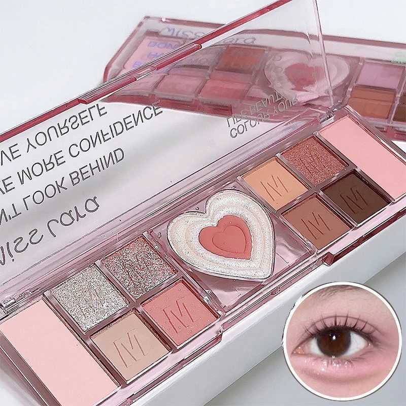Love Heart pink eye shadow 12 color natural glitter pink low saturation delicate eye makeup cosmetics waterproof and sweat resistant newW241212