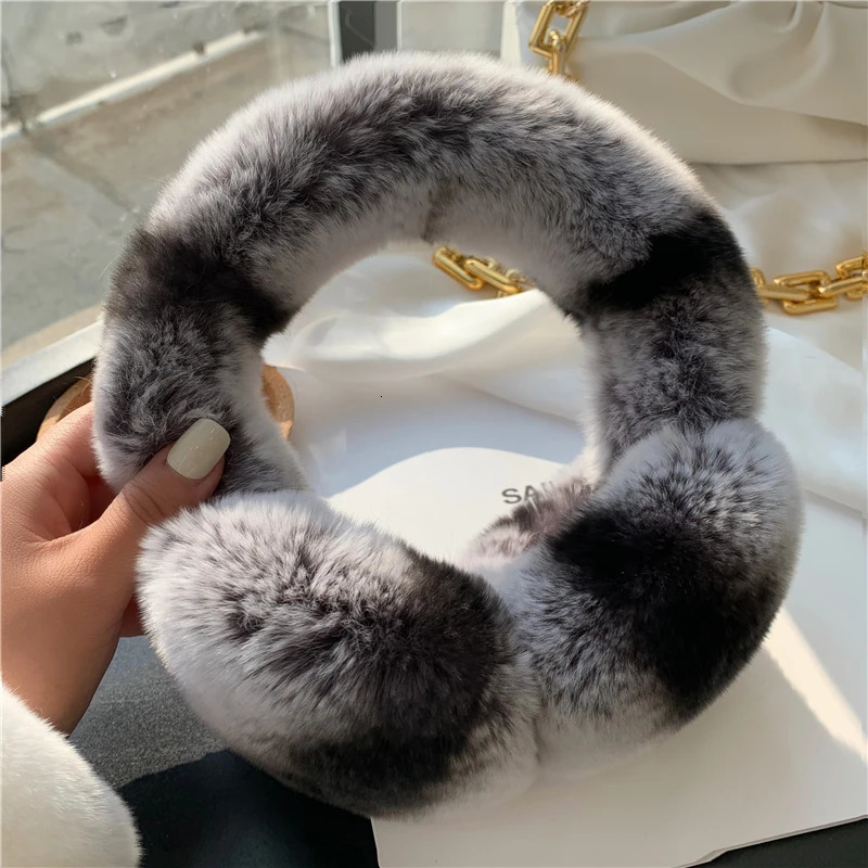 Winter female earmuffs soft and warm cable fur real Rex rabbit earmuffs cold weather 241211