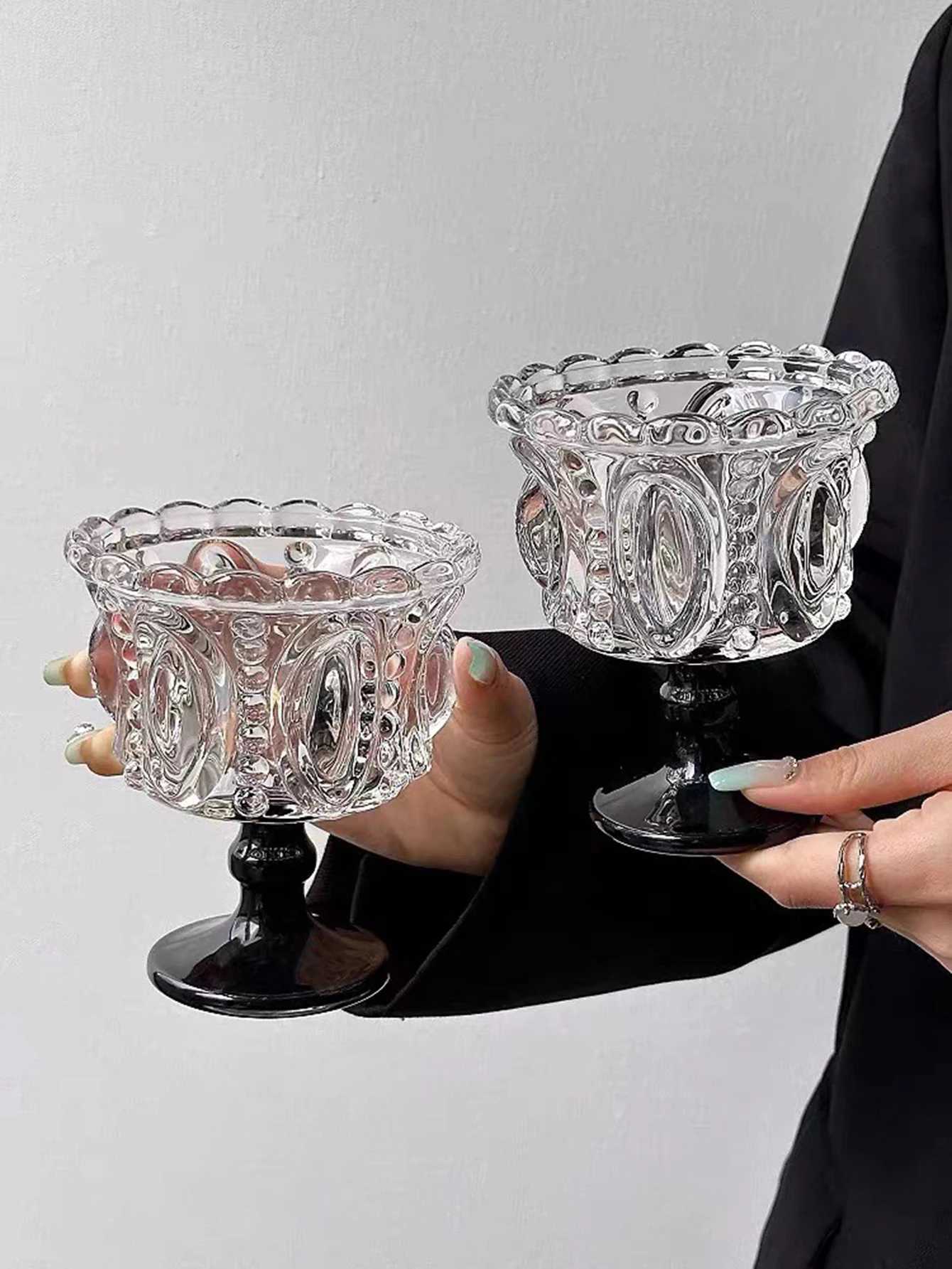 Vintage embossed brown high cup yogurt dessert cup retro style creative coffee cup Y241211