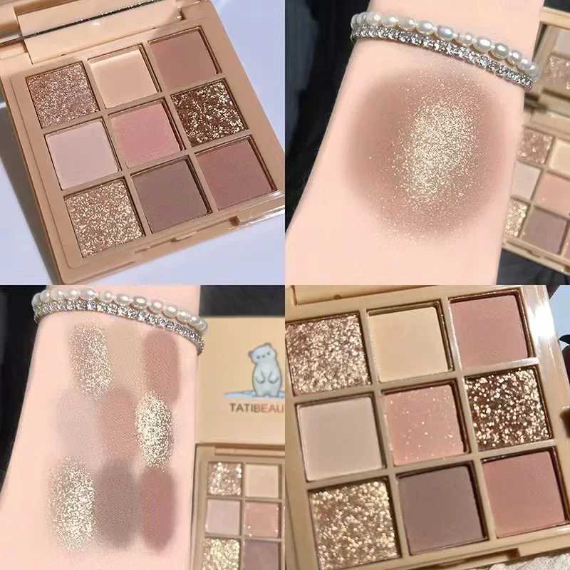 9-color punk matte glitter eye shadow palette shimmer eye shadow makeup palette cool color gray black eye pigment paletteW241212