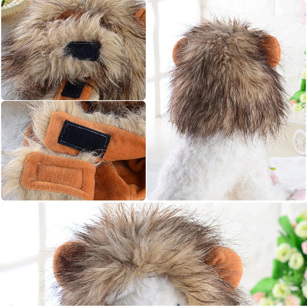 Cat Lion Wig Funny Costume Puppy Halloween Cosplay Dress Up Clothes Cute Pet Hat For Small Dog Kitten Party Accessories 241212