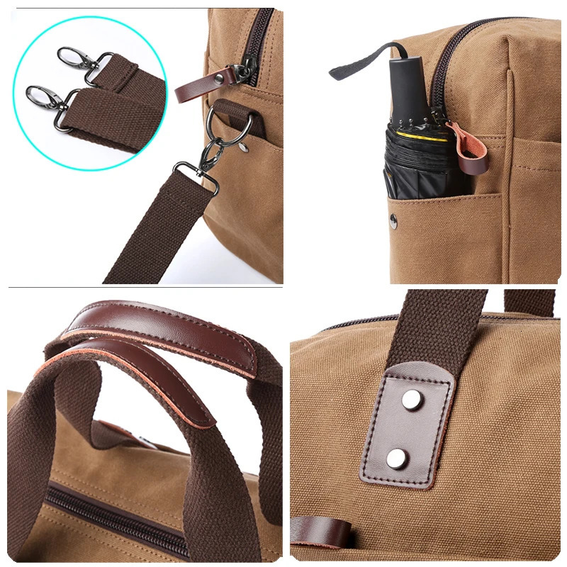 Men Canvas Handbag Casual Business Bags Fit 15.6 inch Laptop Fashion Fitness High Quality Travel Shoulder Bag 241212