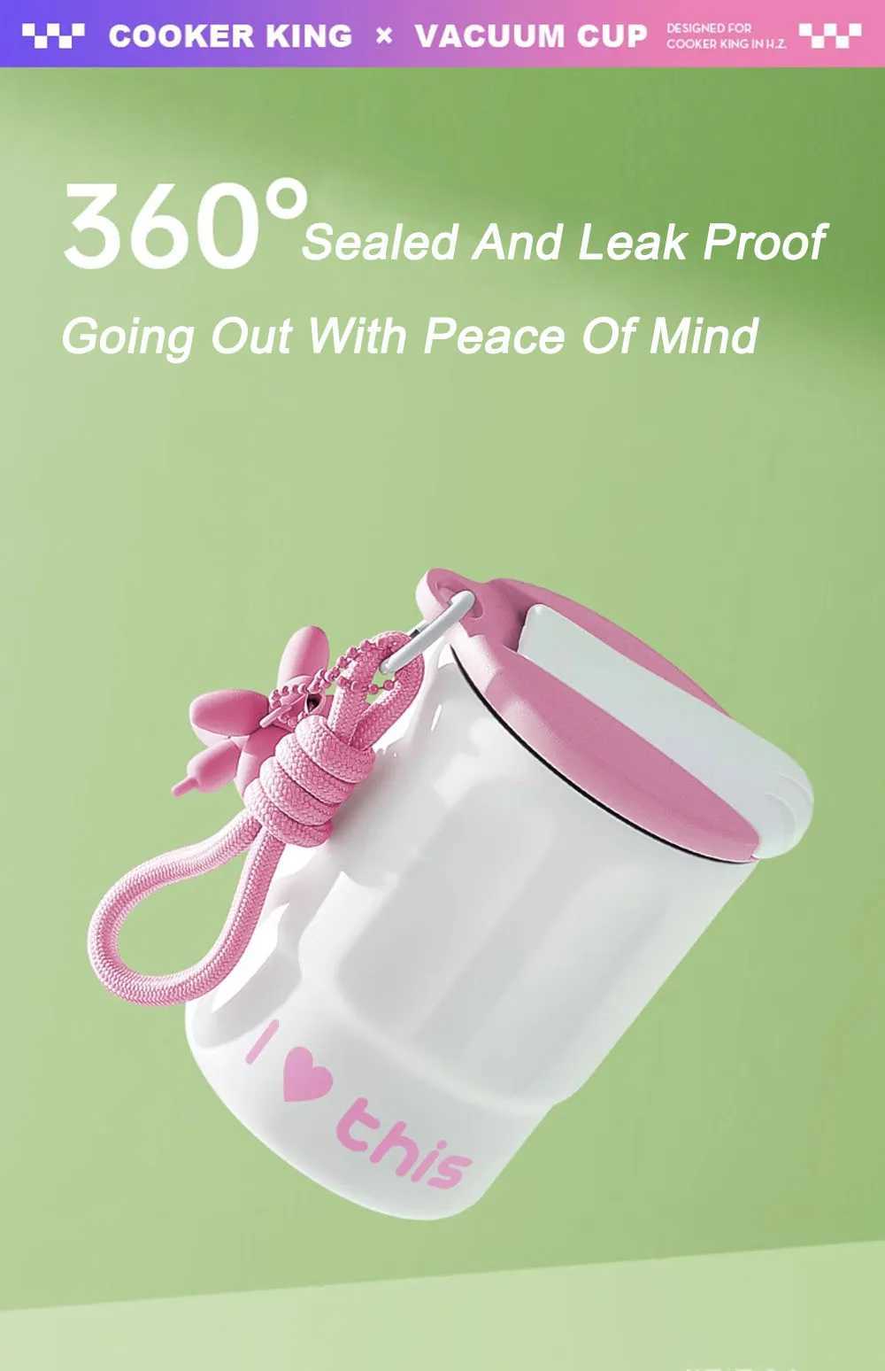 COOKER KING 304 stainless steel inflatable cup large capacity student cup portable coffee water cup used for hiking trips Y241211