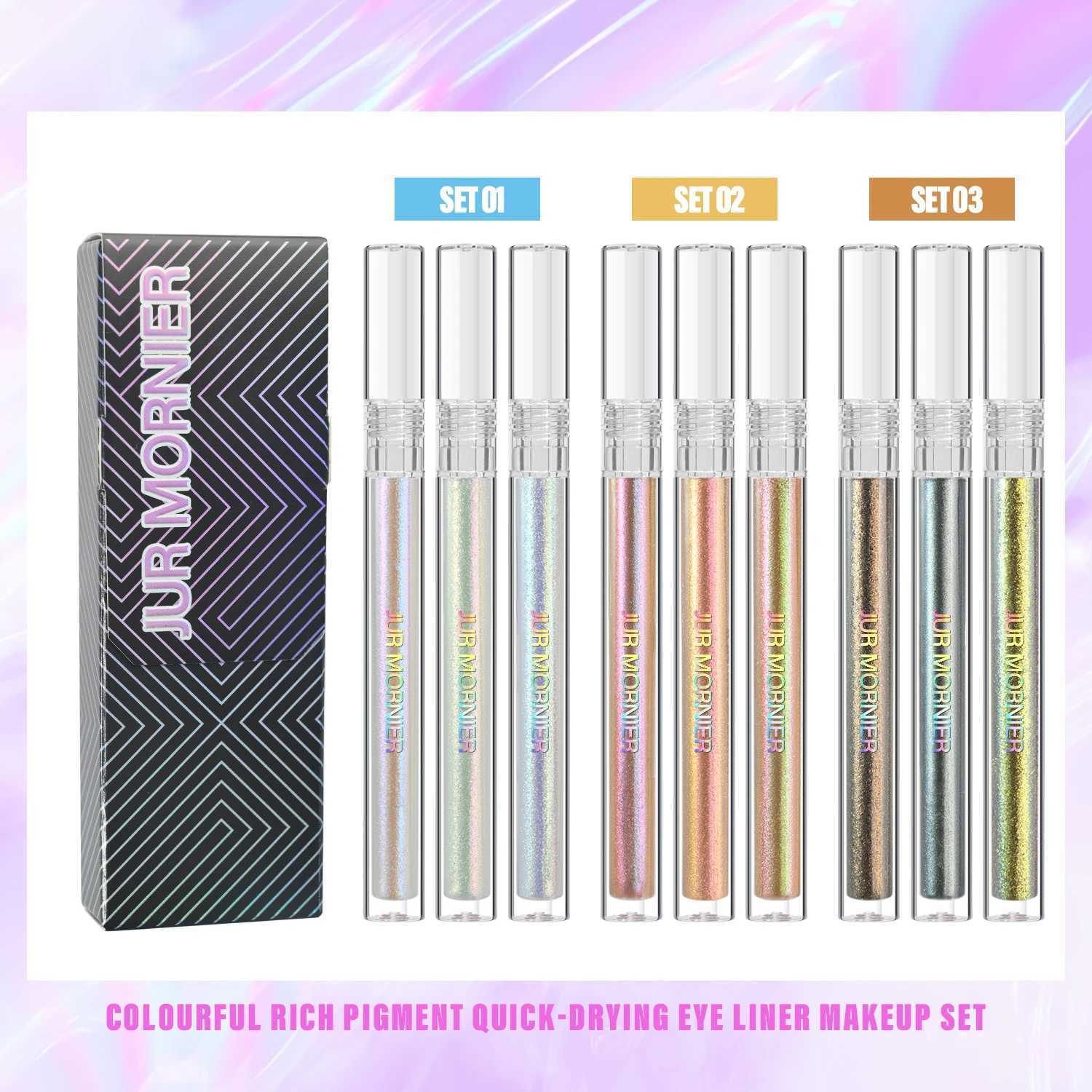 JUR MORNIER 3 pieces of two-color eye shadow liquid suit High pigment waterproof More use of eyeliner fluorescent eye shadow flash MskeupW241212