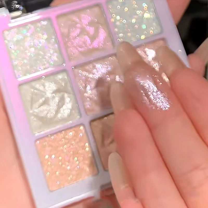 9-color glitter snowflake eye shadow palette fantasy girl glasses eye shadow matte highlight cool color charming eye shadow makeupW241212