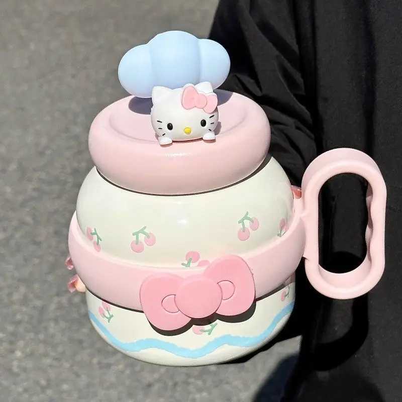 700ml Large Capacity Cute Straw Crazy Cup My Melody Cartoon Childrens Stainless Steel Cup Gift Y241211