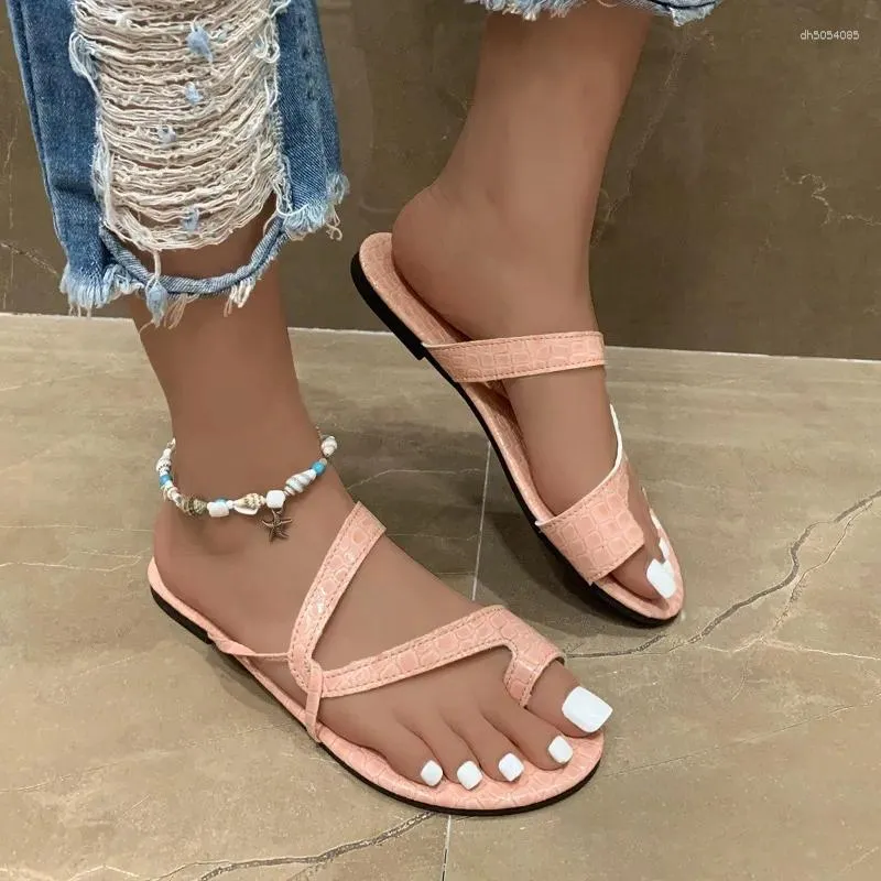 Slippers 2024 Summer -selg Roman Women's Solid Color Simple Casual Flat Toe For Women Sandalias Mujer Verano