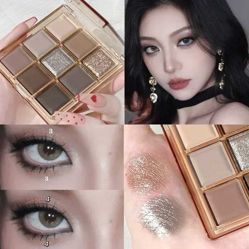 New nine color eye shadow palette orange brown matte shiny eye shadow durable eye shadowW241212