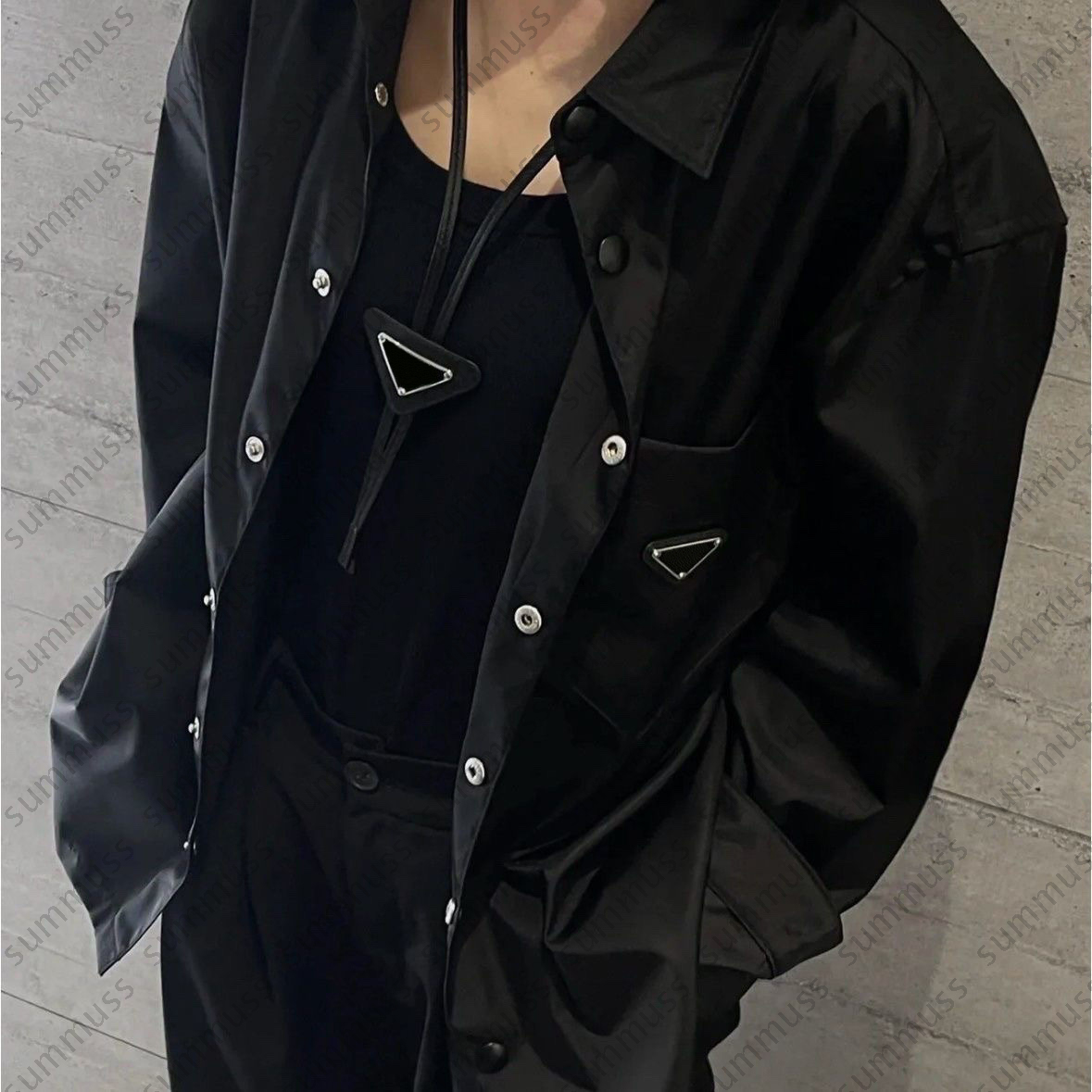 Nylon Mens Designer Shirt Hasp Luxury Long Sleeve Shirts For Women Outdoor Fashion Black Tops Jacket Blouse