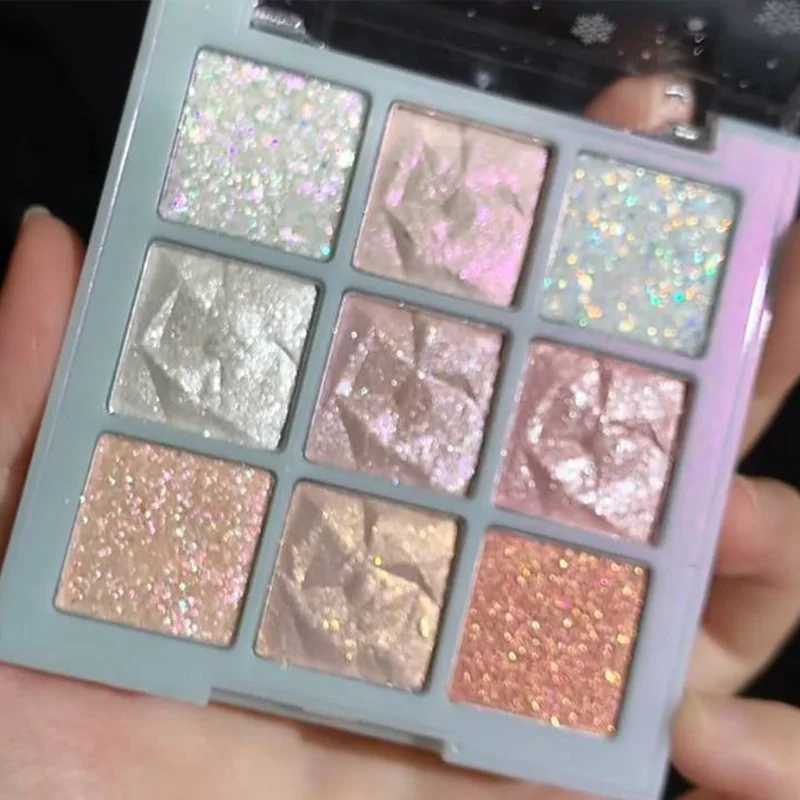 9-color glitter snowflake eye shadow palette fantasy girl glasses eye shadow matte highlight cool color charming eye shadow makeupW241212