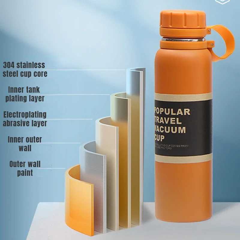 650ML 850ML 1100ML Hot Double Stainless Steel Sports Vacuum Flame Outdoor Climbing Fitness Hot Bottle Tea Crazy Cup Y241211