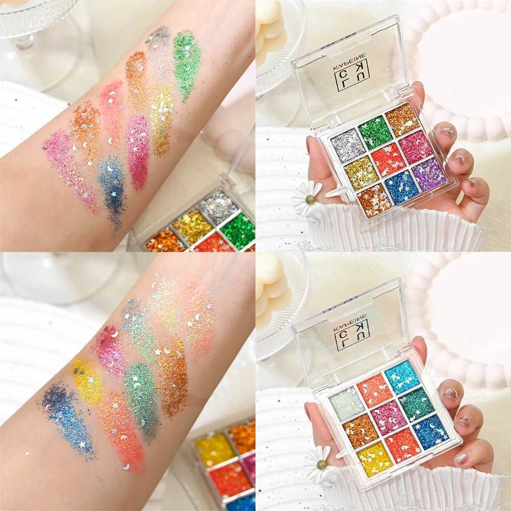 9 Colors Glitter Sequin Eyeshadow Palette Christmas Halloween Cool Goth Red Black Matte Eyeshadow Palette Korean CosmeticsW241212