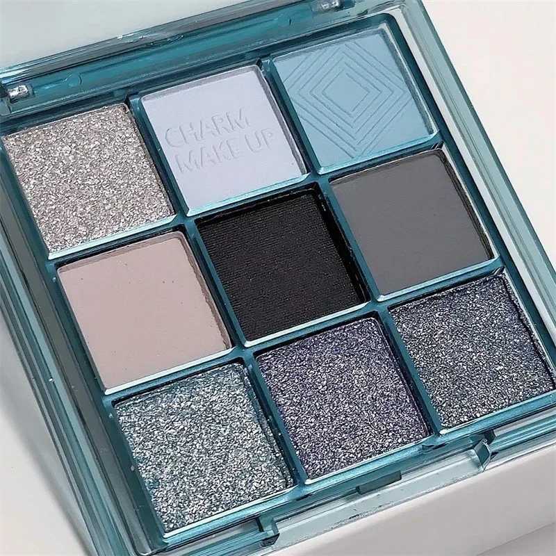 Punk Blue Eyeshadow Palette 9 Colors Matte Smoky Black Eye Shadow Shimmer Palette Glitter Nude Cosmetics lescent Eye MakeupW241212