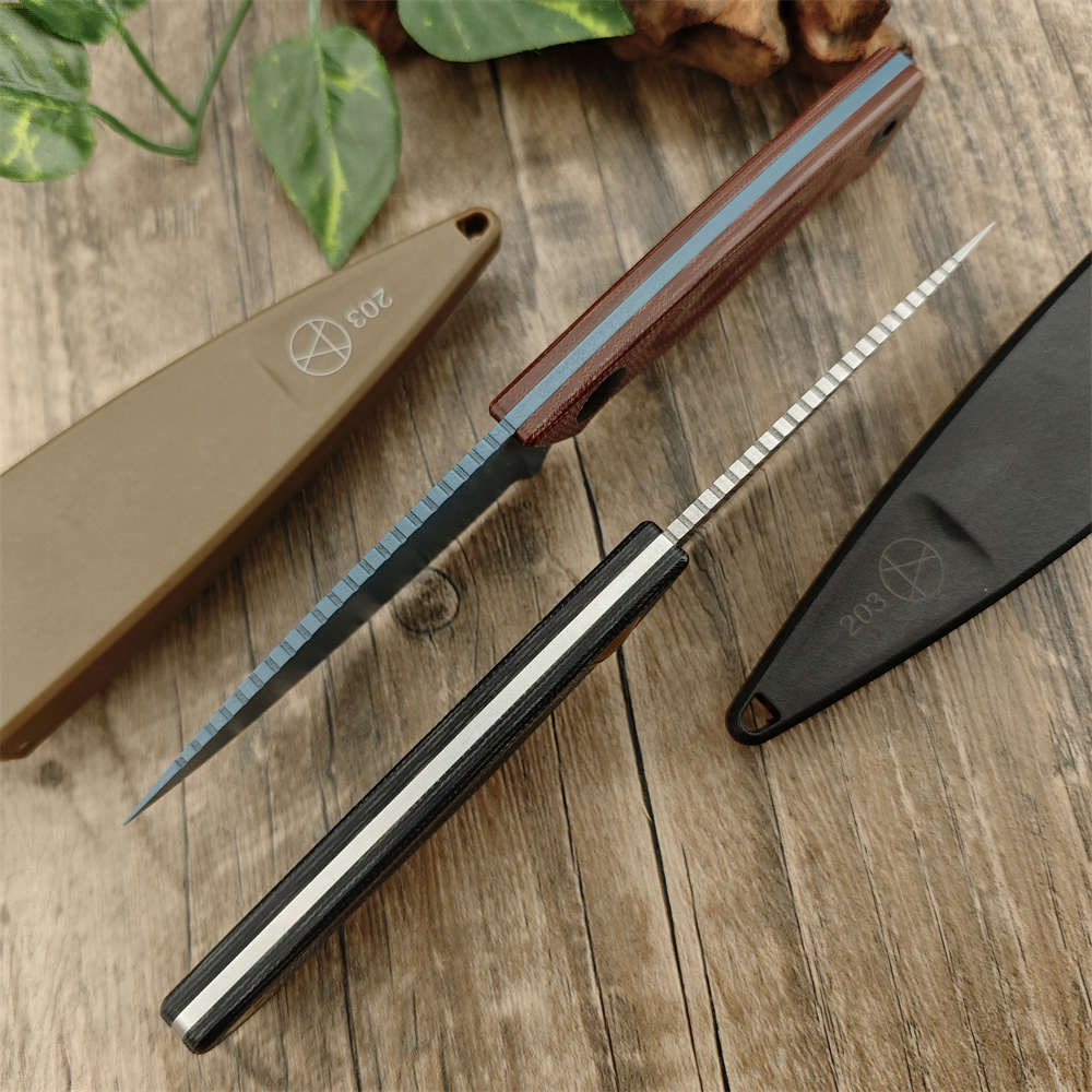 High Quality BM 203BT-01 DACIAN Jungle Tactics Fixed Blade Brown Canvas Micarta D2 Steel Easy To Carry Outdoor Hunting Hiking Pocket Knife with PIM Po